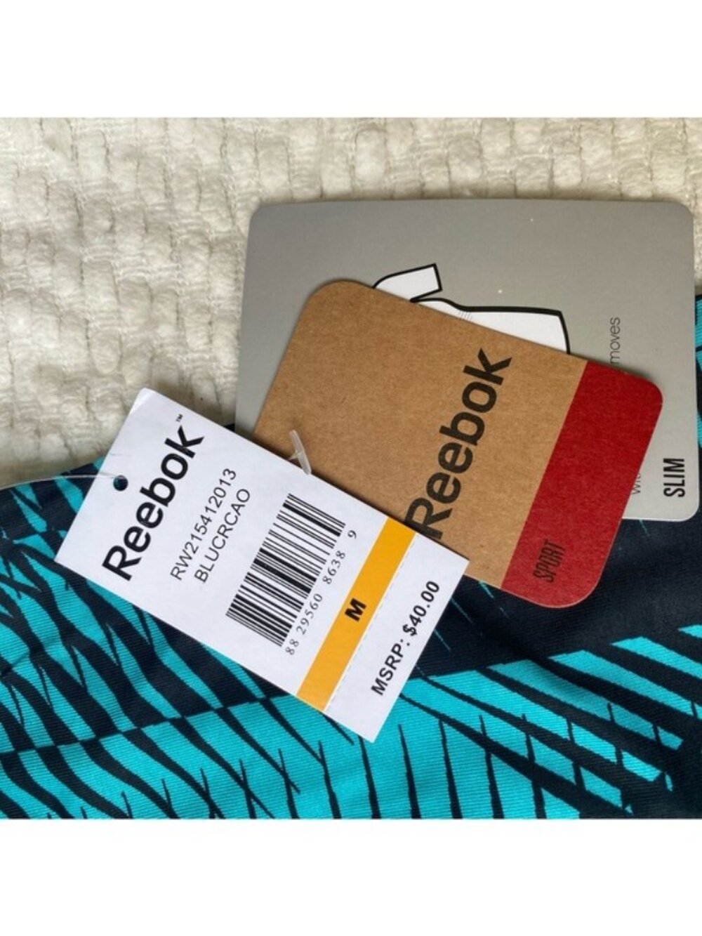 New! Reebok Women's Blue & Black Racerback Tank Top Size M Slim Fit - Picture 7 of 7